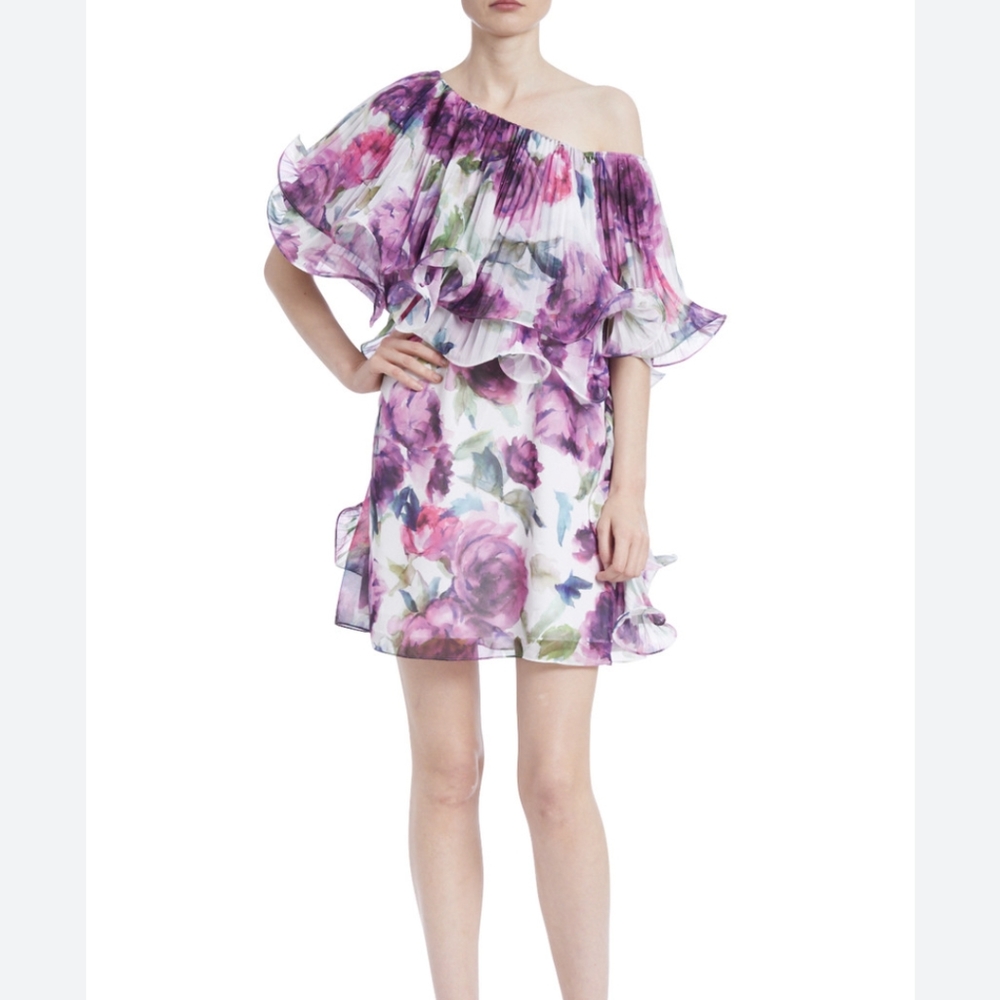 Badgley Mischka used once. EUC size 4 off shoulder - Picture 2 of 5